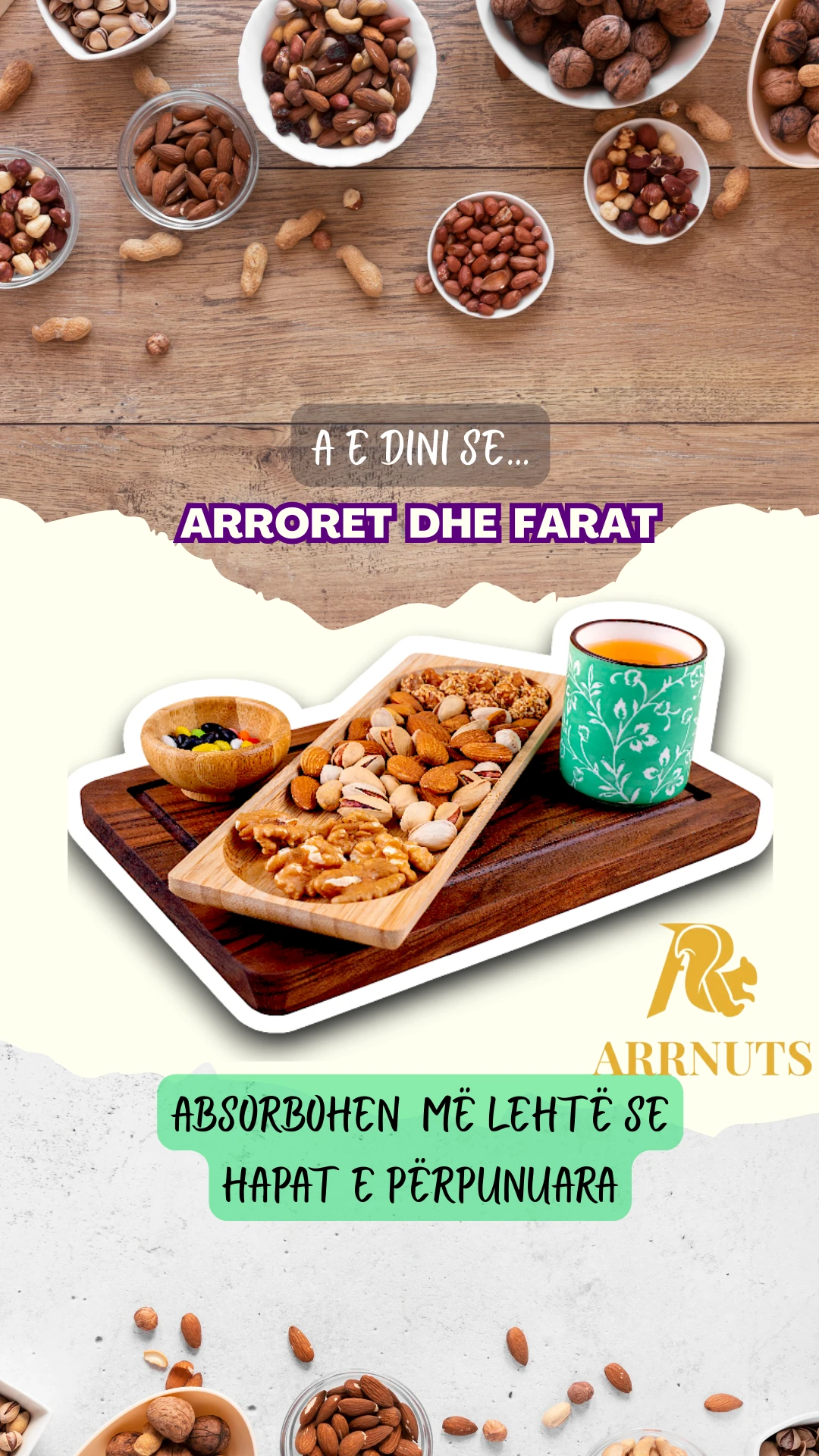 Arrore organike (organic nuts) - proteina, magnez dhe omega 3