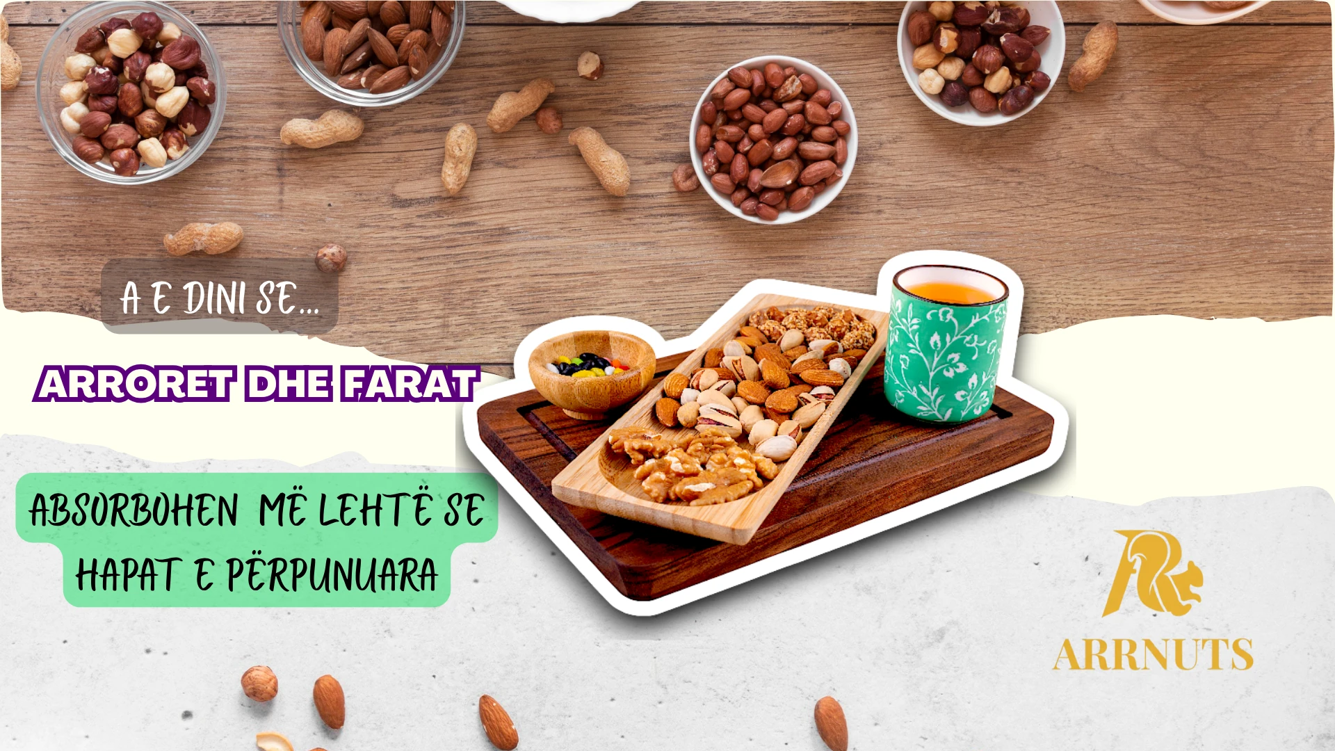 arrnuts, nuts, protein, omega3, arrore, bajame, lajthia,festek, stika